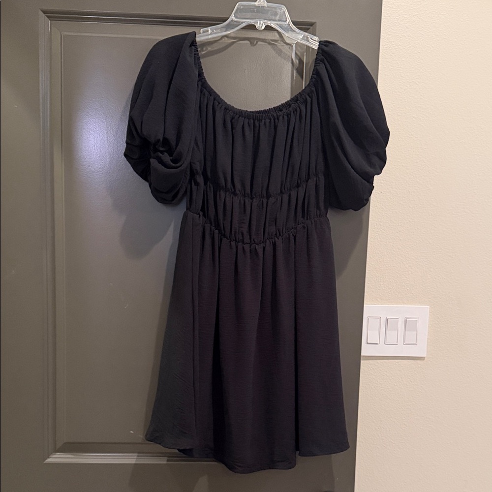 Amazon’s Black Puff off shoulder Sleeve Womens Dress